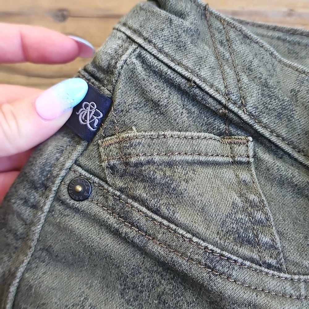 Rock & Republic Green Acid Crop Denim Skinny Jeans